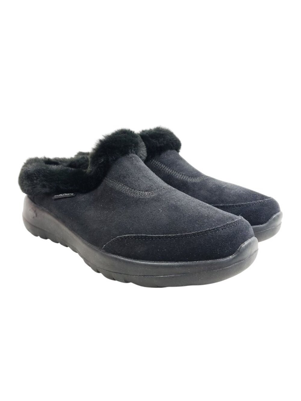 Skechers Womens Size 11 On The Go Joy Black Faux Fur-Lined Suede Slip-On Clogs